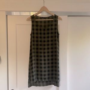 Vintage Eileen Fisher - gingham tunic dress / hi-low hem